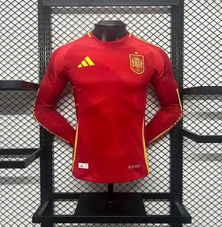 2024 Player Edition Spain Home Long Sleeve Football Jersey