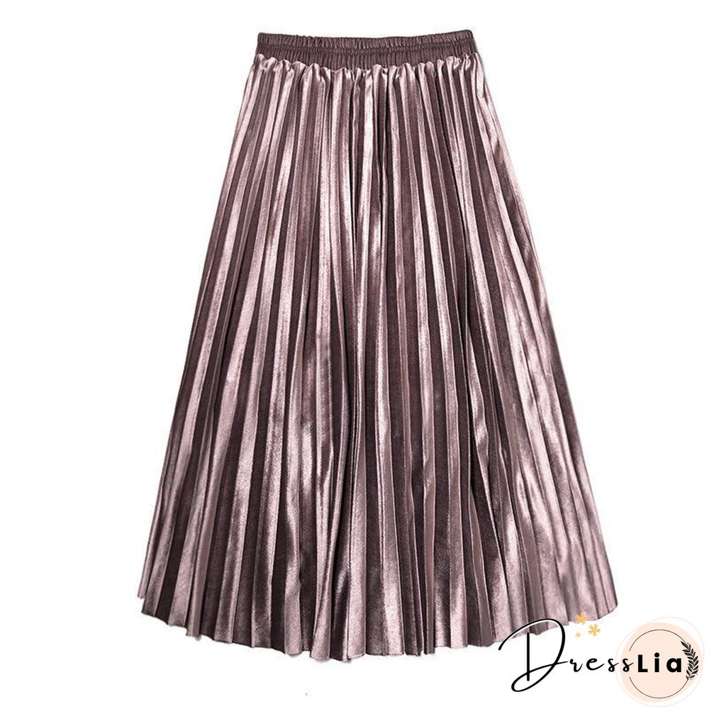 Fasion High Waist Pleated Velvet Skirt