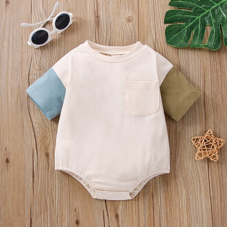Baby Contrast Sleeve Casual Bodysuit
