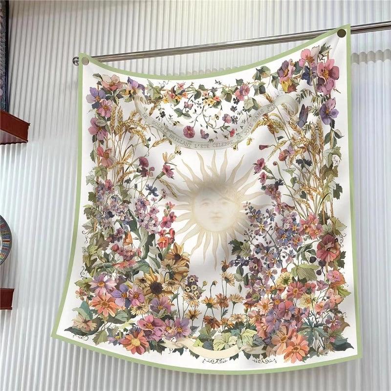 90cm * 90cm Hangzhou High Quality Twill Forged Large Square Scarf Fashion Printed Scarf Sunscreen Shawl Scarf