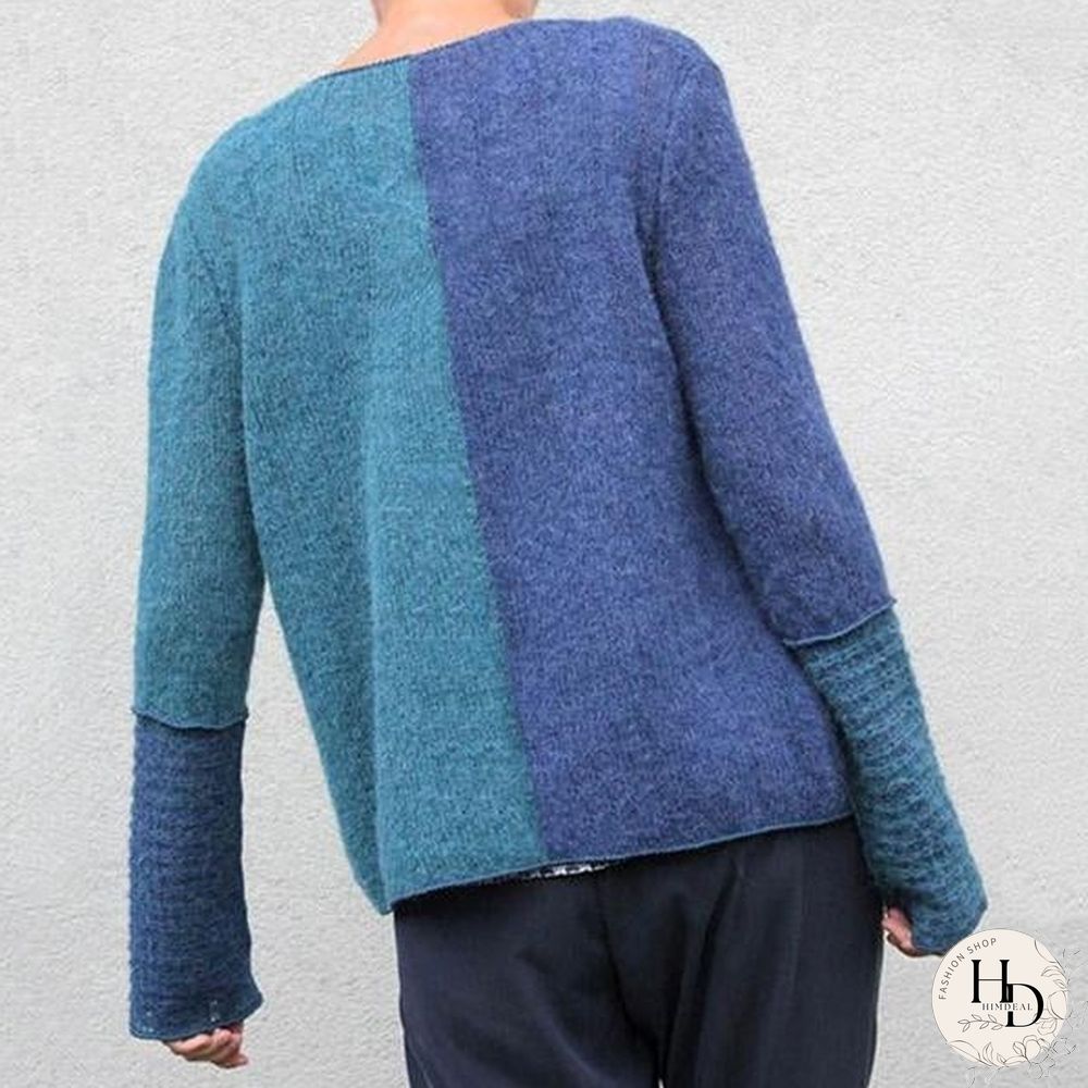Blue Knitted Casual Sweaters