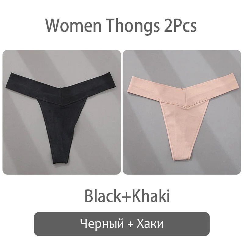 FINETOO S-2XL Women Thongs Sexy V Waist G-String Panties Plus Size T-back Underpants Ladies Thongs Underwear Female Lingerie New