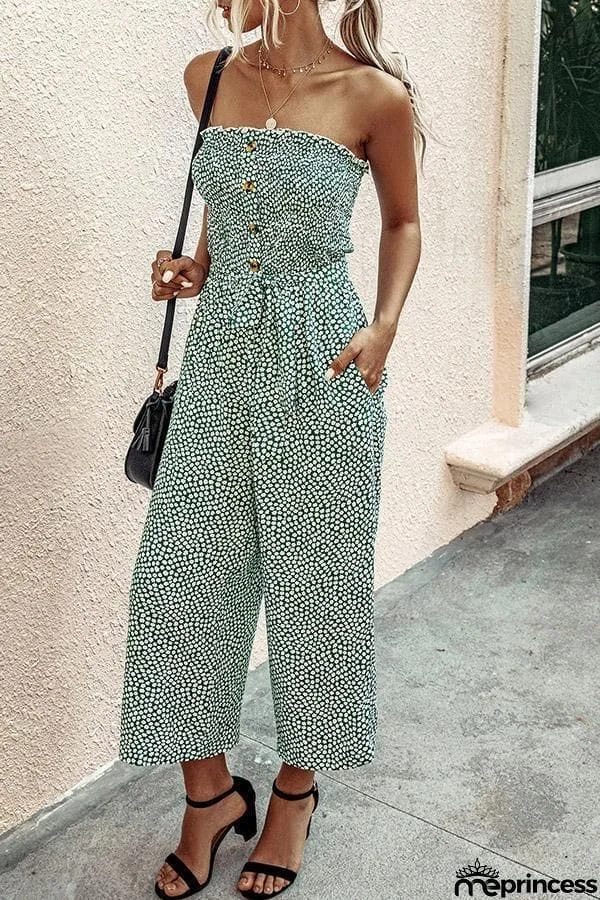 Printed Jumpsuit(With Buttons&Belt)