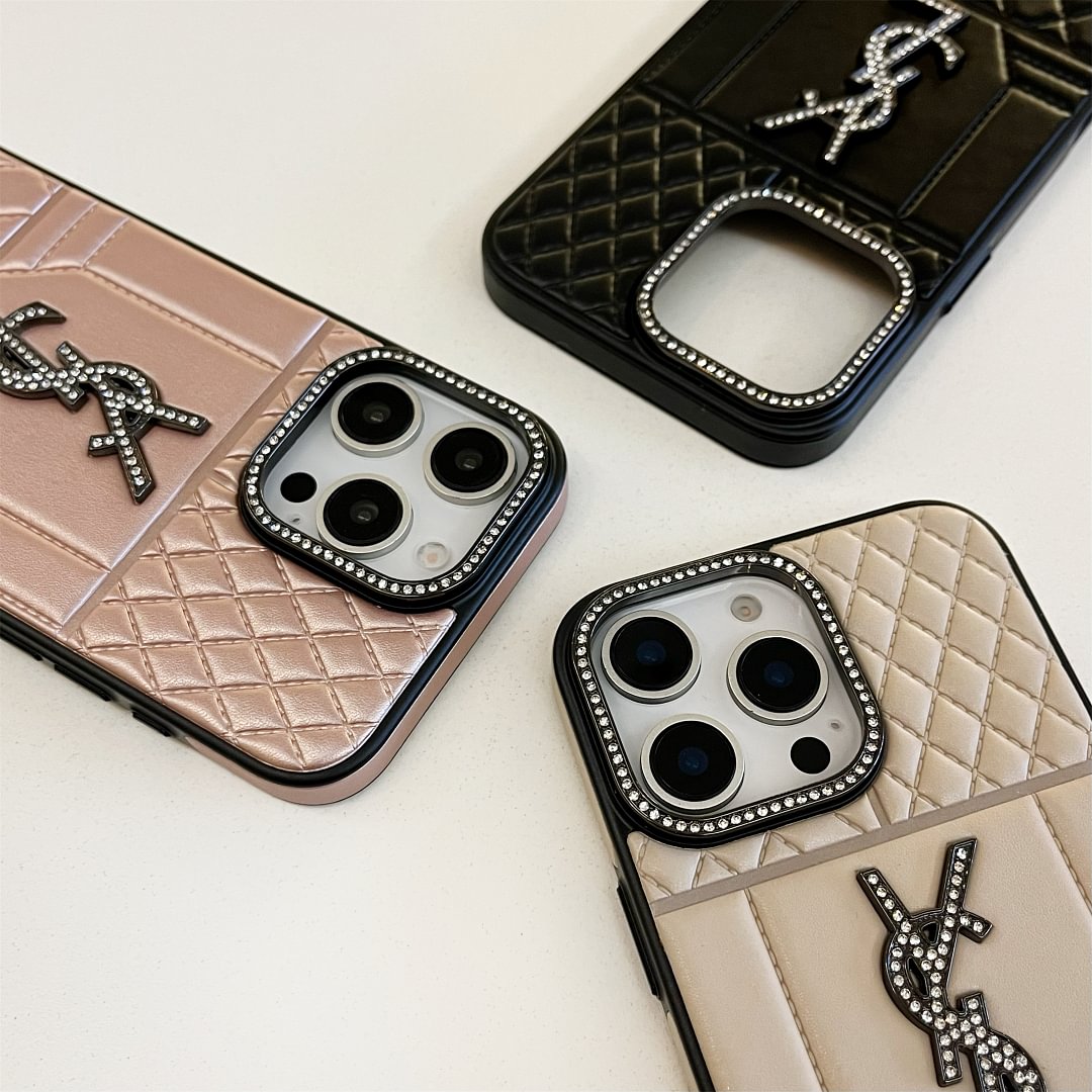YSL New Lambskin Shiny Diamond Eye-catching Apple iPhone Case