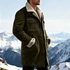 Men's Winter Jacket Fleece Jacket Casual Jacket Vacation Daily Thermal Warm Pocket Fleece Fall Winter Color Block Fashion Streetwear Lapel Long Brown Army Green Dark Blue Grey Jacket