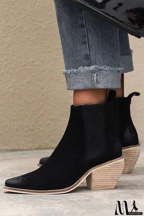 MidiSono - Low Chunky Heel Ankle Booties