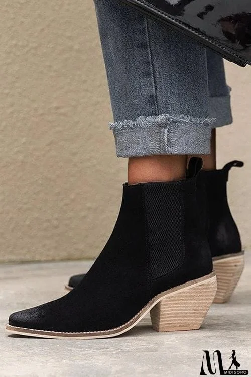 MidiSono - Low Chunky Heel Ankle Booties