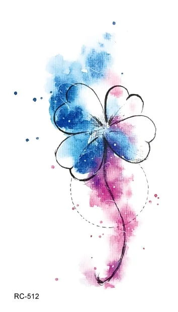 52 Kinds Watercolor Flora Lavender Waterproof Fake Tattoos Temporary Women Arm Chest Ankle Stickers Floral Body Art Tatto Flower