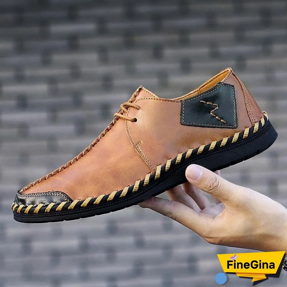 Men Casual Cow Leather Light Comfortable Split Leather Flats Shoes