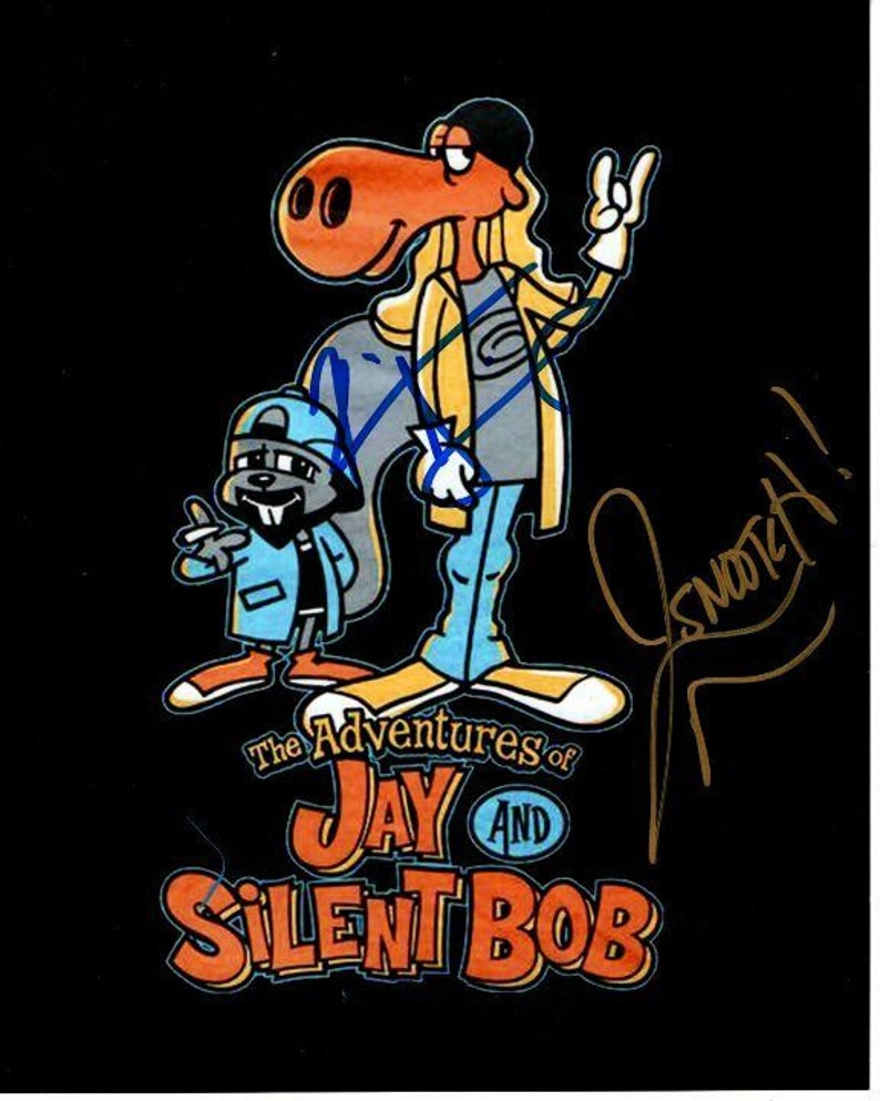 Jason mewes and kevin smith signed jay and silent bob rocky and bullwinkle Photo Poster painting