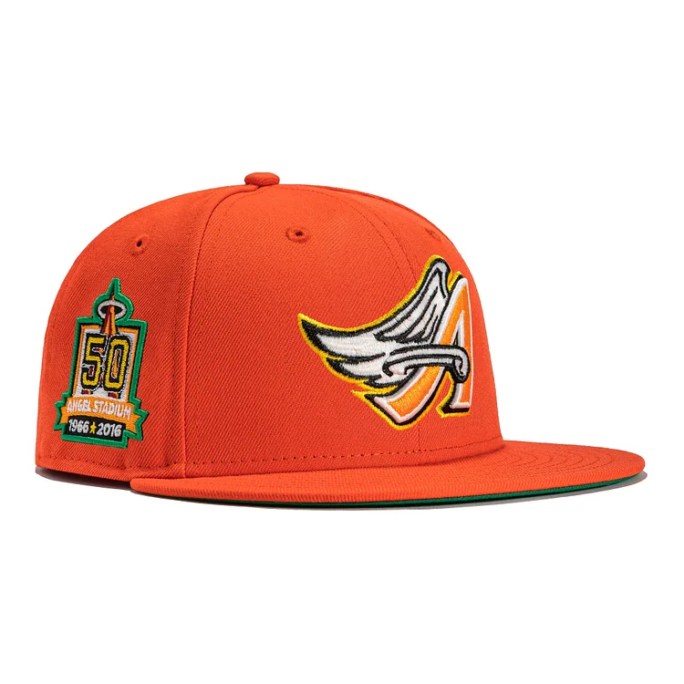 New Era 59Fifty Jack O Lantern Los Angeles Angels 50th Anniversary Stadium Patch Hat- Orange QueenFunky