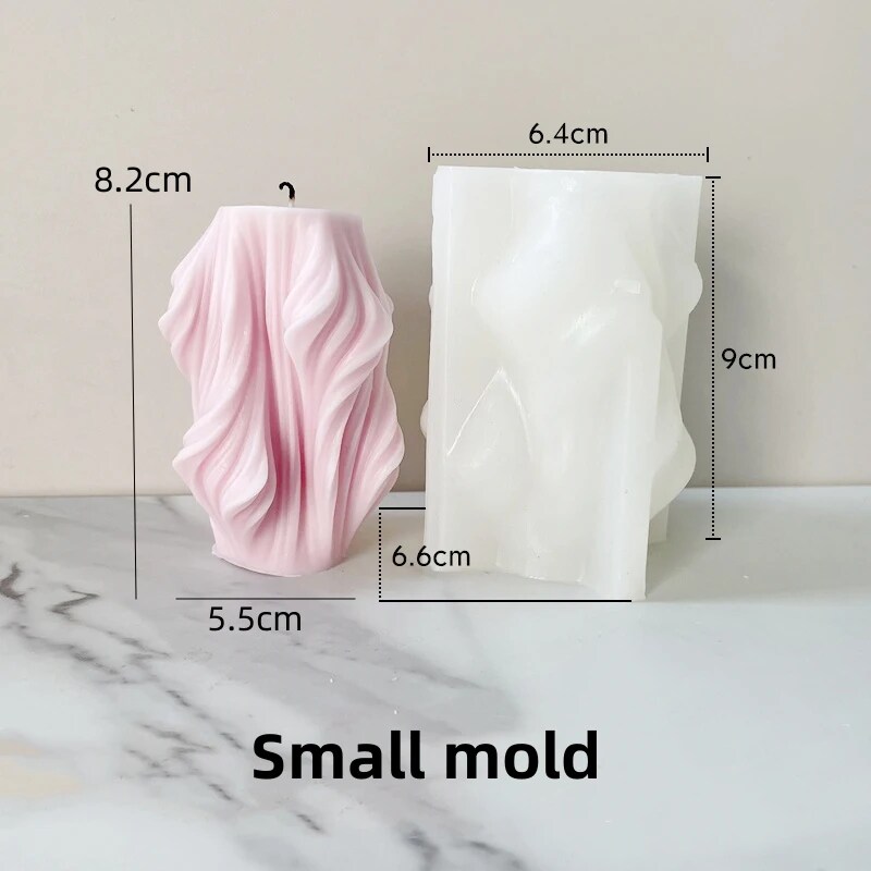 Irregular geometric shape rotating stripe cylindrical wave candle silicone mold large shell leaf candle Acrylic mold soap mold
