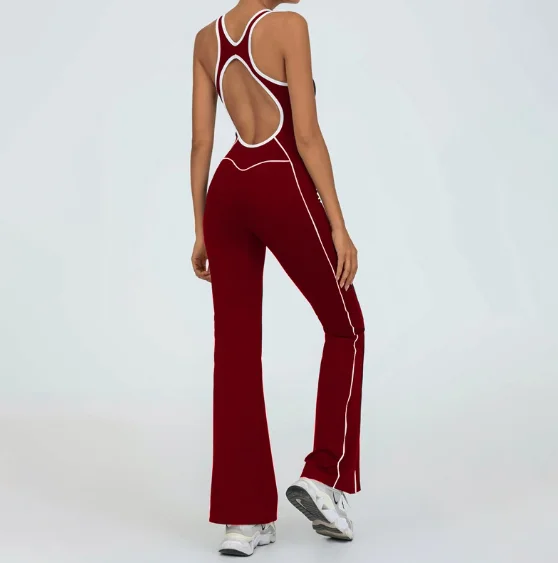 Beauty Back Color Matching Yoga Jumpsuit