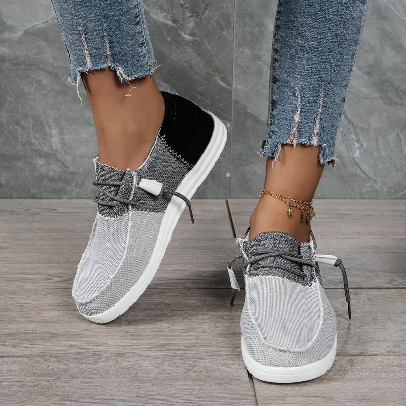 Women's Casual Comfy Soft Color-Blocking Lace-up Flat Loafers
