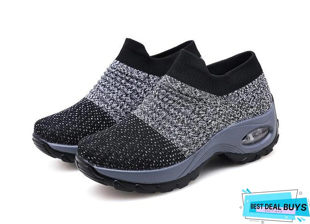 Women Breathable Mesh Slip-On Air Cushion Casual Sneaker Shoes