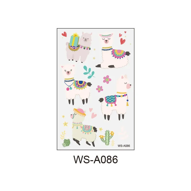 Alpaca tattoo stickers children waterproof grass mud horse cartoon arm face stickers waterproof disposable stickers