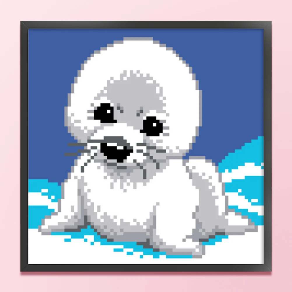 9CT Full Stamped Cross Stitch Bead Embroidery - Seal(Canvas|20*20CM)