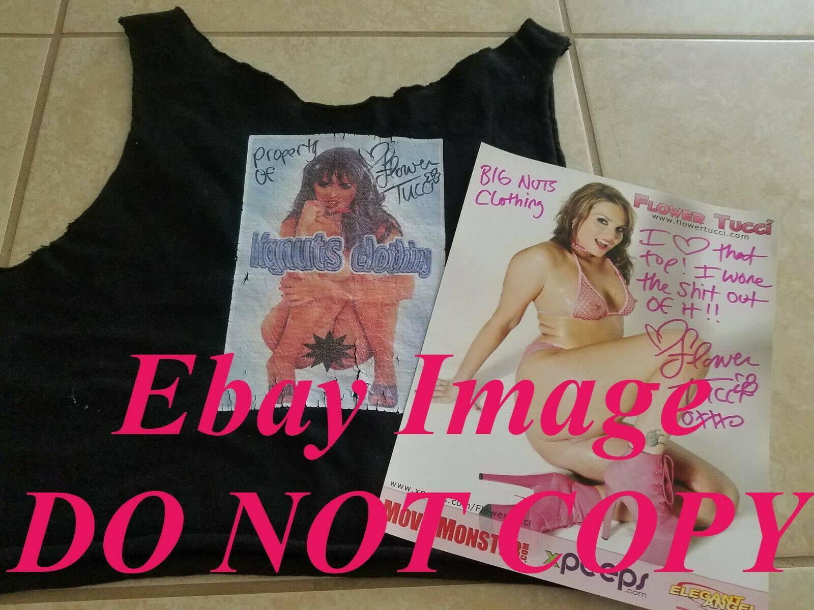 FLOWER TUCCI: Personal Worn Signed Shirt & Photo Poster painting w/COA Adult Porn Star Sexy 1/1