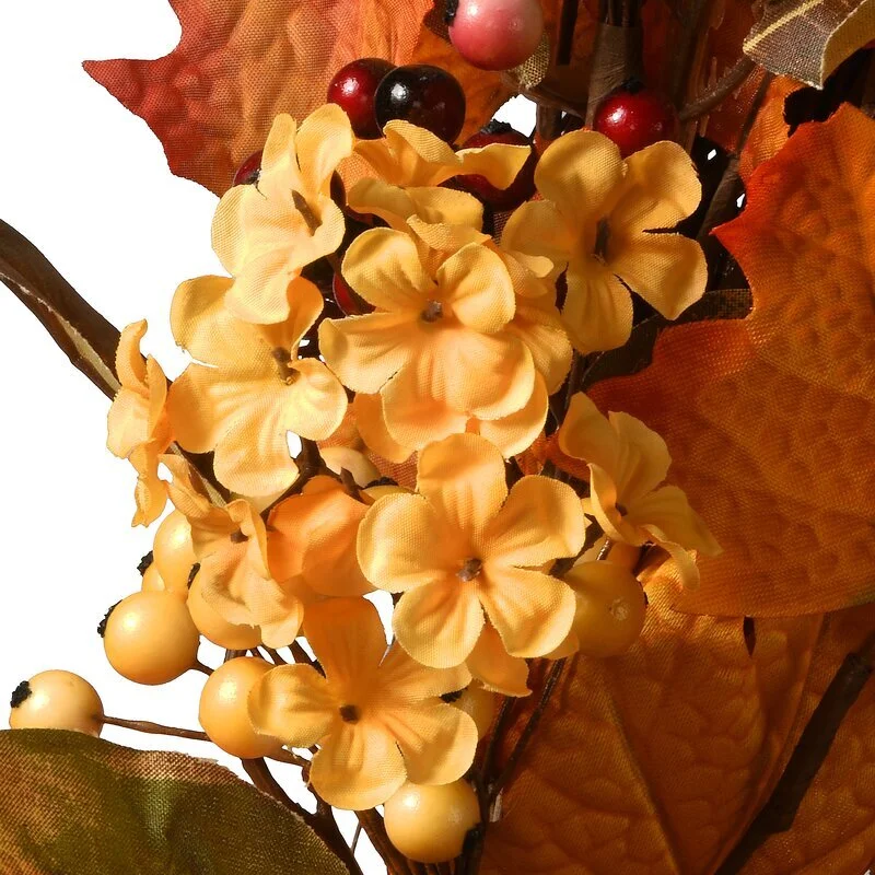 Red Flower Berry Cluster Maple Leaf Fall Wreaths For Front Door