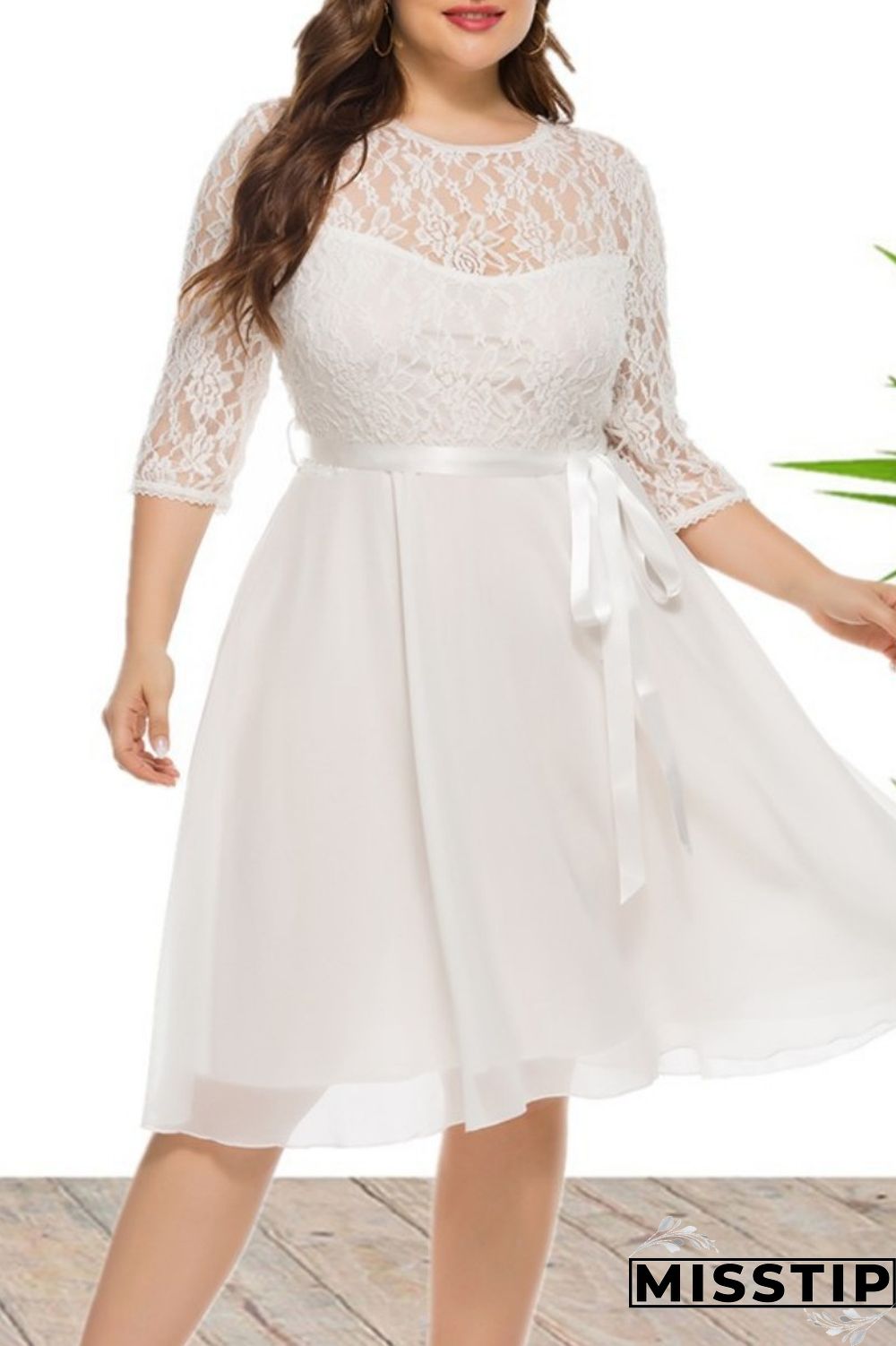 Burgundy Casual Solid Patchwork O Neck A Line Plus Size Dresses