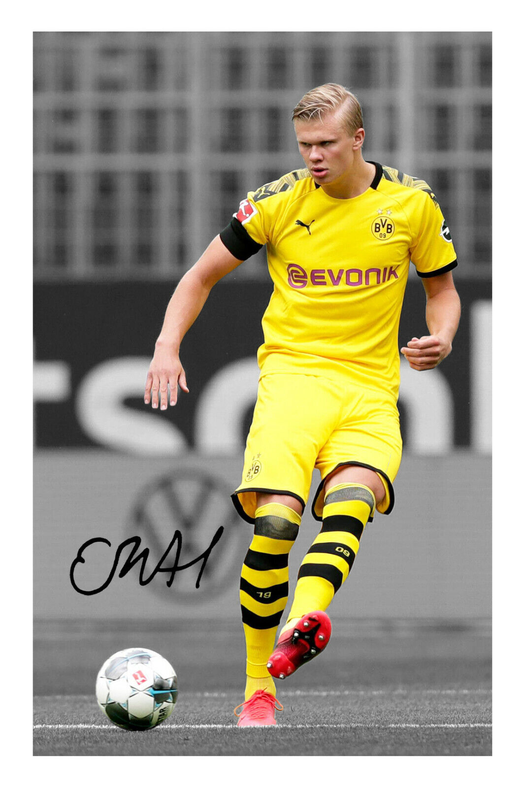 Erling Haaland Signed A4 Photo Poster painting Print Autograph BVB Borussia Dortmund Football