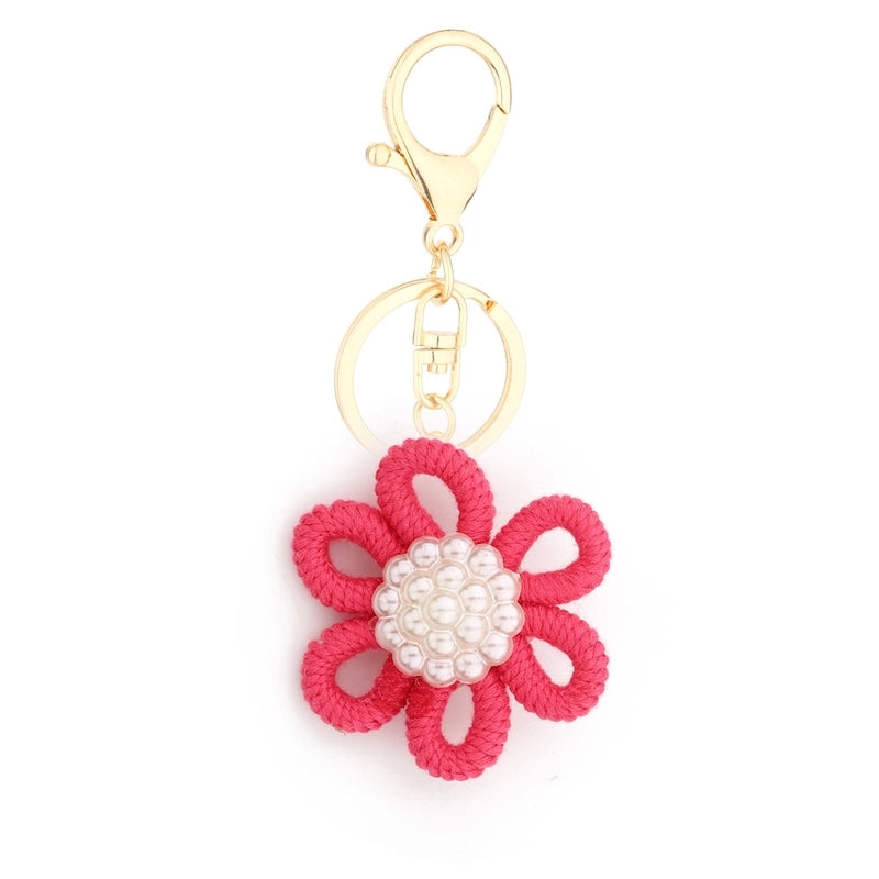 Cute Sweet Flower Yarn Metal Unisex Bag Pendant Keychain
