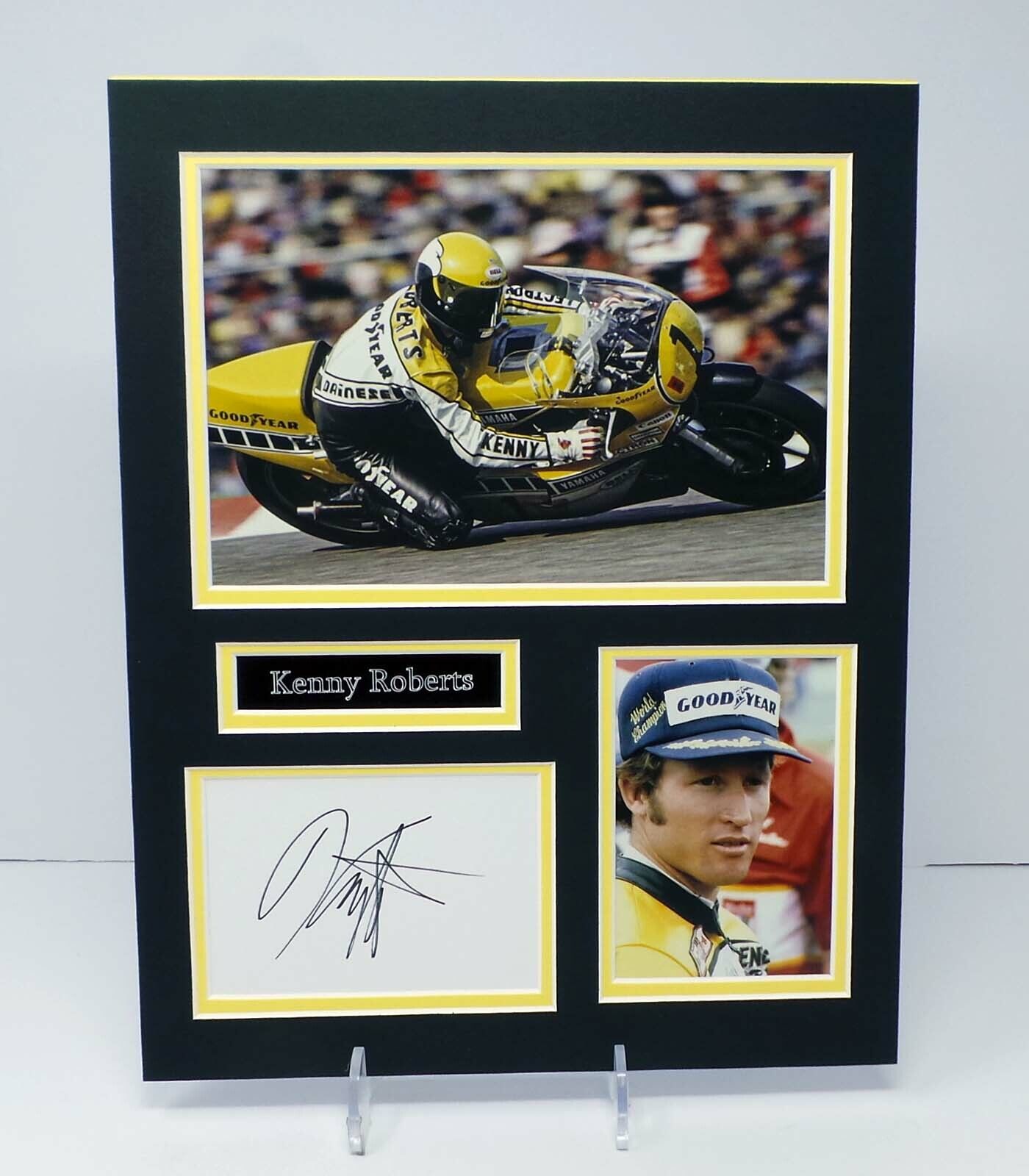 Kenny ROBERTS Signed Mounted Photo Poster painting Display AFTAL RD COA Yamaha Motorcycle Racer