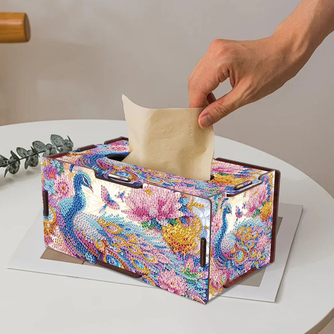 Wooden Diamond Painting Tissue Box for Home and Office Decoration (ZJH016)