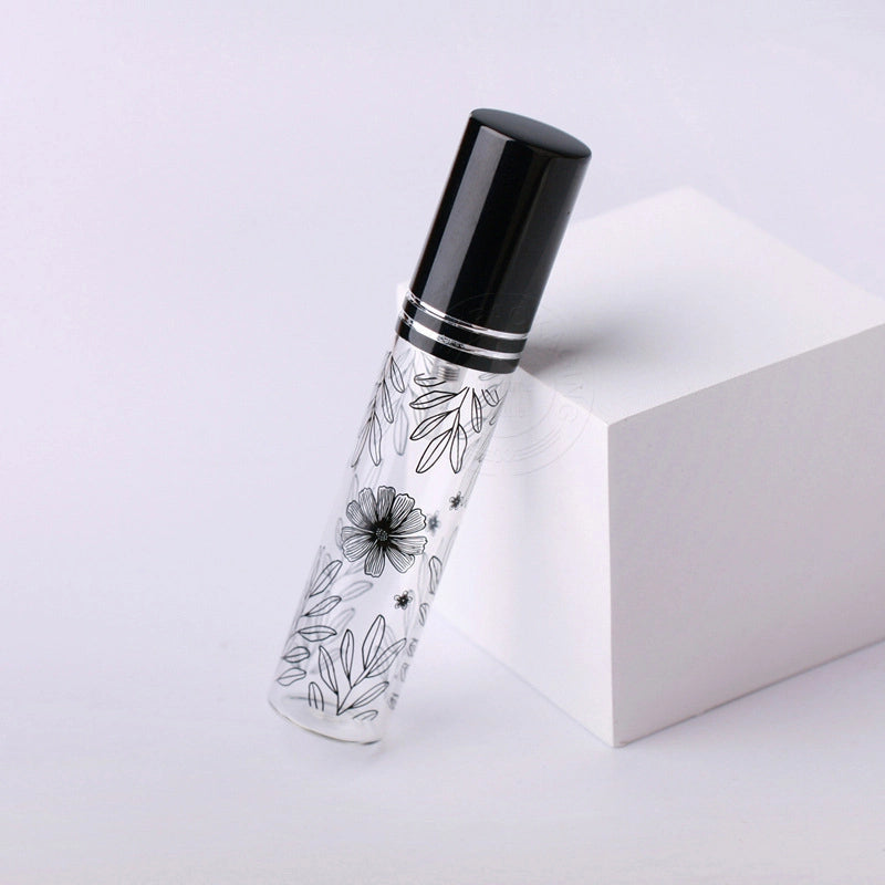 10ml Printed Leaf Spray Bottle Printed Glass Perfume Bottle With Logo Sub-bottling Portable Small Sample Bottle