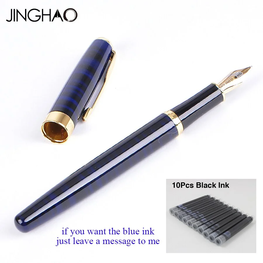 High Quality Metal Black Fountain Pen F nib Luxury ink Pens School & Office Supplies stationery Elegant Pens For writing Gift