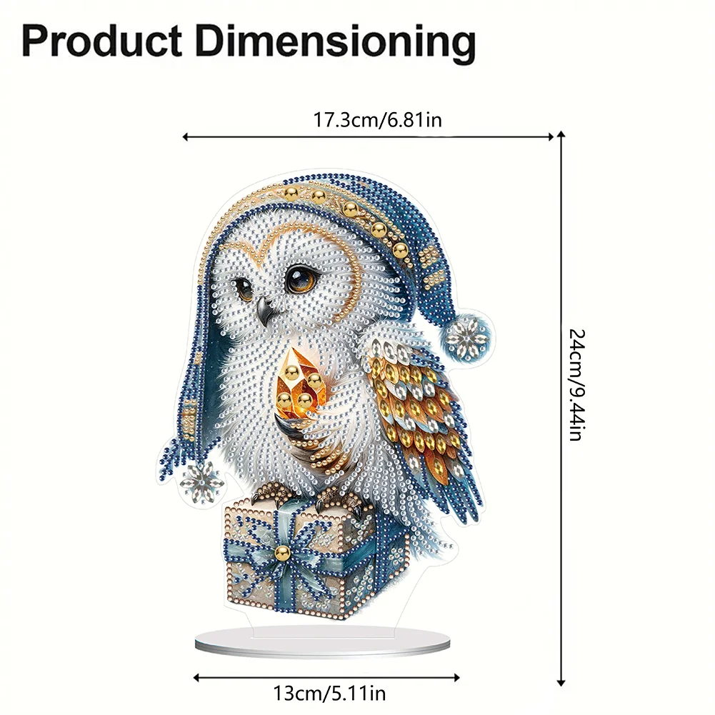 DIY Winter Owl Acrylic Single Sided Diamond Painting Desktop Ornaments Kit for Office Desktop Decor