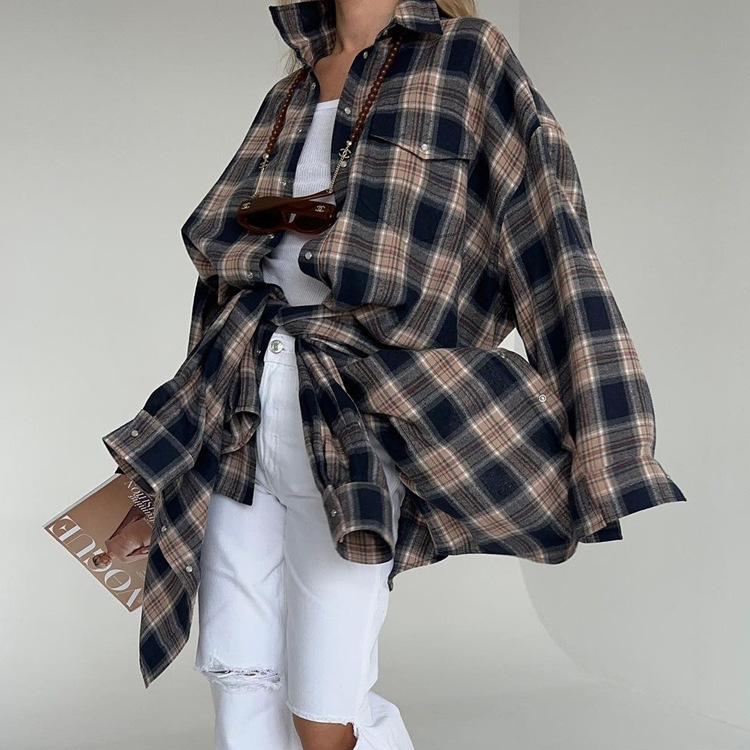 Ootddress Lapel Autumn 2025 Shirts Outwear Fashion Ladies Contrast Long Sleeve Patchwork Elegant Women Coat Cardigan Female Shirts