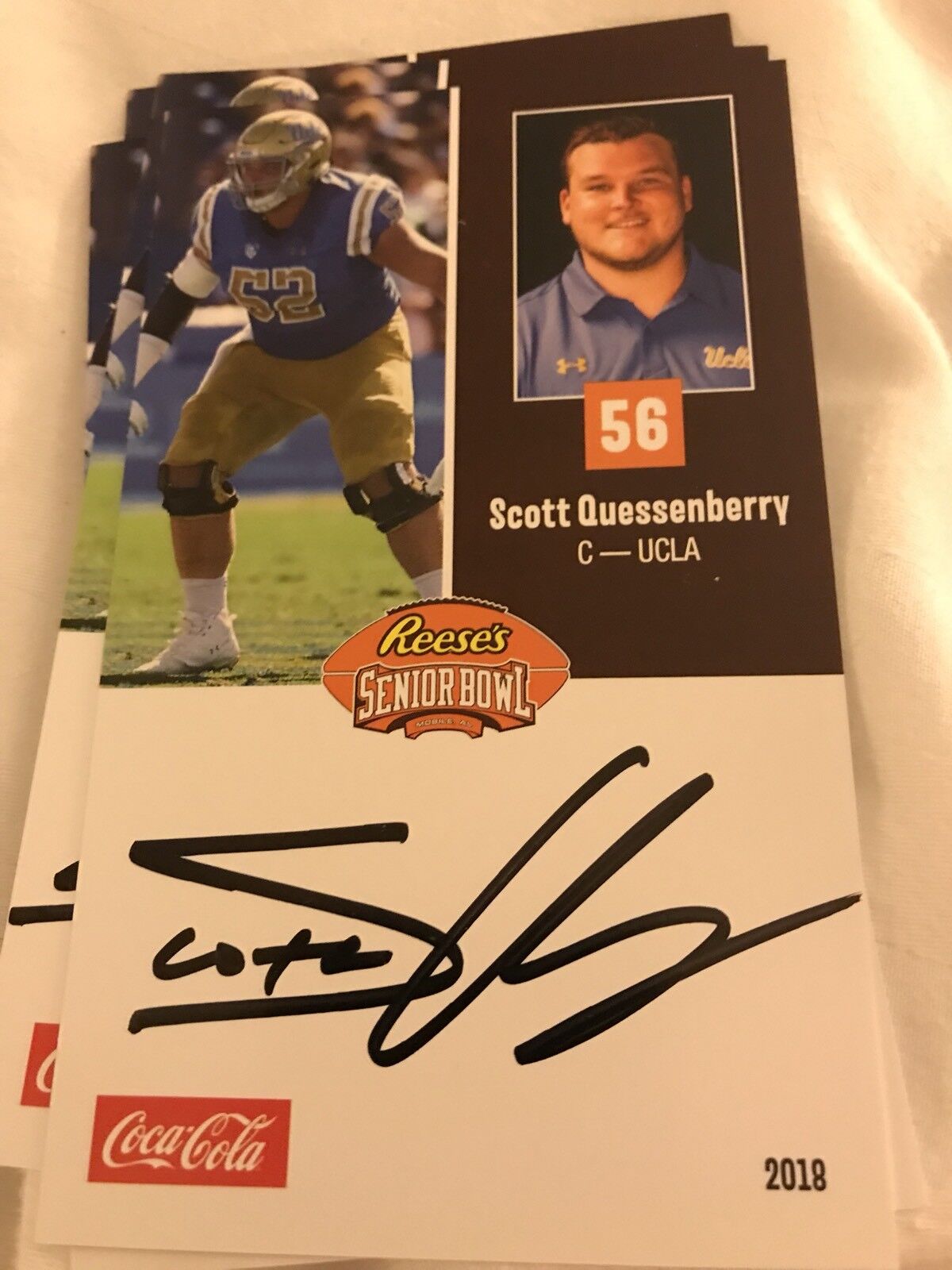 Scott Quessenberry UCLA Bruins Signed 2018 Senior Bowl Football Card