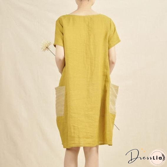 Yellow linen shift dress orginal summer dresses