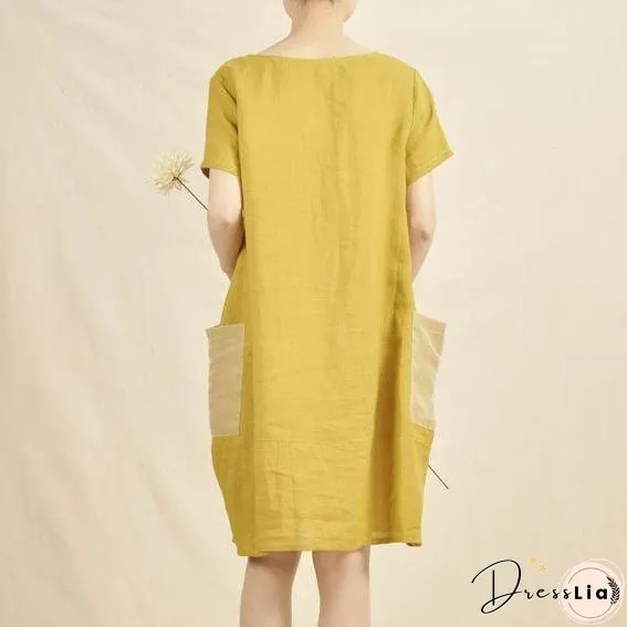 Yellow linen shift dress orginal summer dresses