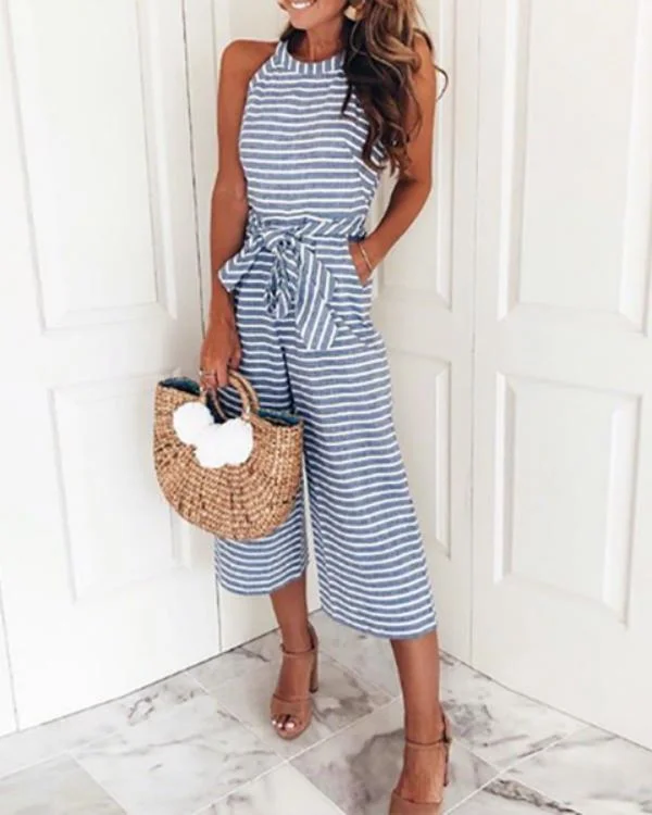 striped vacation casual jumpsuit p213965