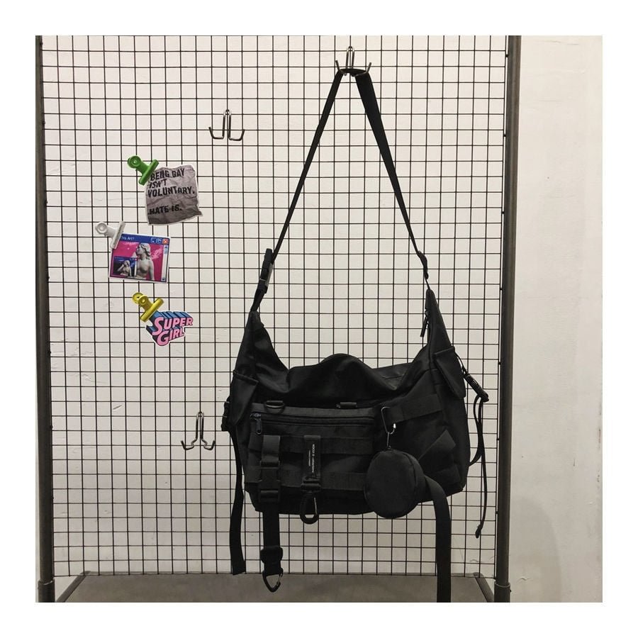 Shopper Nylon Shoulder Gothic Black Crossbody Messenger Tote Bags For Men Women's Hip Hop Techwear Satchel Waist Goth Handbags
