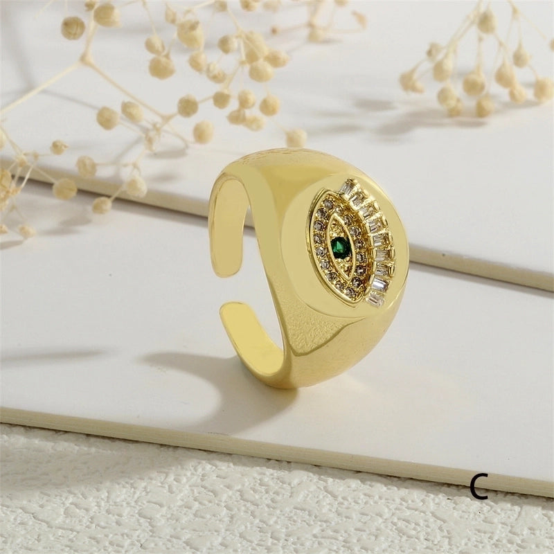 Copper Inlay Devil’s Eye Eye Zircon Open Rings