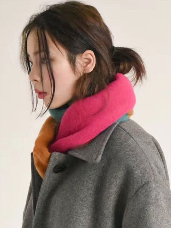 Original Contrast Colors Split-Joint Knitted Scarf