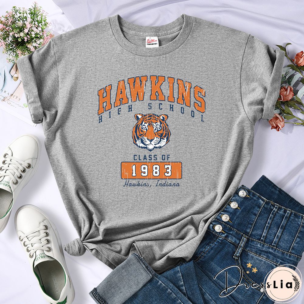 Hawkins High School Class Of 1983 Womens T-Shirts Breathable Casual Tshirt Cute Harajuku Short Sleeve Fashion T Shirts Female