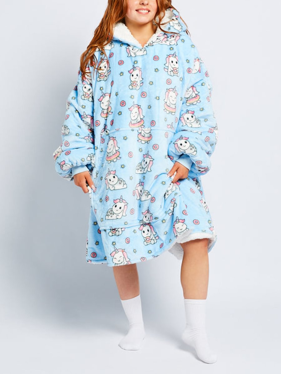 Women's Fleece Warm Hooded Home Nightgown-092816