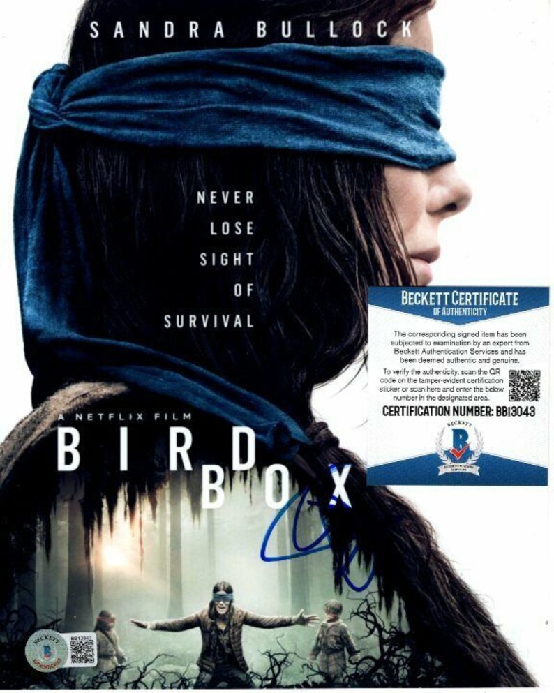 Sandra bullock signed 8x10 bird box malorie Photo Poster painting beckett bas