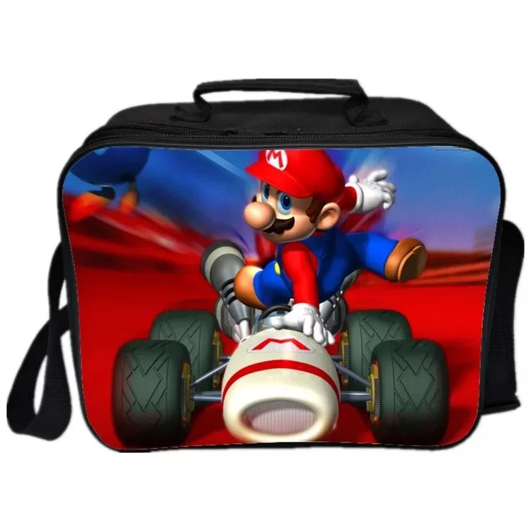 Mayoulove Game Super Mario #4 PU Leather Portable Lunch Box School Tote Storage Picnic Bag-Mayoulove