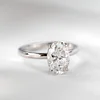 18K White Gold 2ct Oval Cut Lab Diamond Slim Band Solitaire Ring