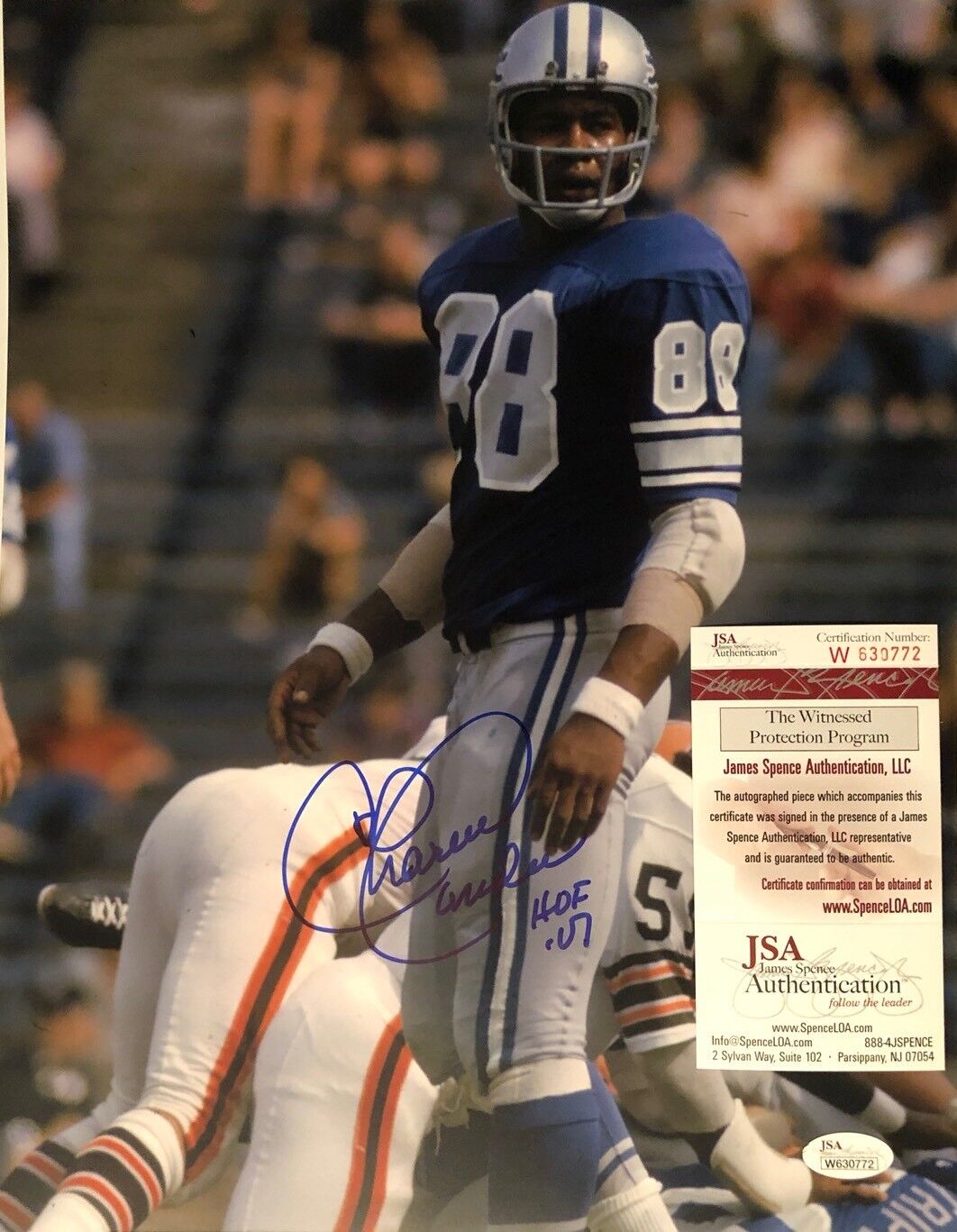 CHARLIE SANDERS HOF 07 Signed Autograph 11x14 Photo Poster painting Detroit Lions JSA Witnessed