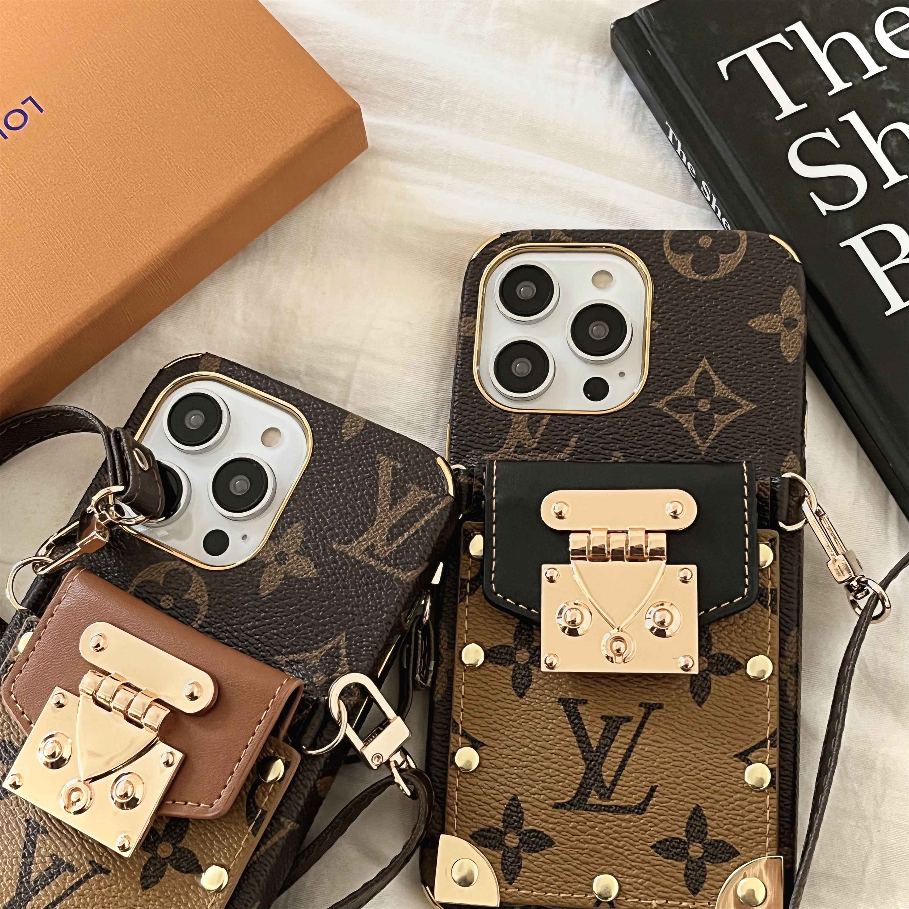 Dauphine LV Canvas Leather Apple iPhone Crossbody Phone Case