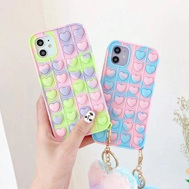 Cute Pastel Love Hearts Phone Case for iphone7/7plus/8/8P/X/XS/XR/XS Max/11/11 pro/11 pro max/12/12pro/12mini/12pro max SP16084