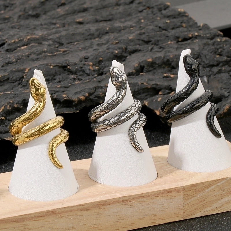 Jewelry Casual Vintage Style Minimalist Snake 304 Stainless Steel 18K Gold Plated Open Rings