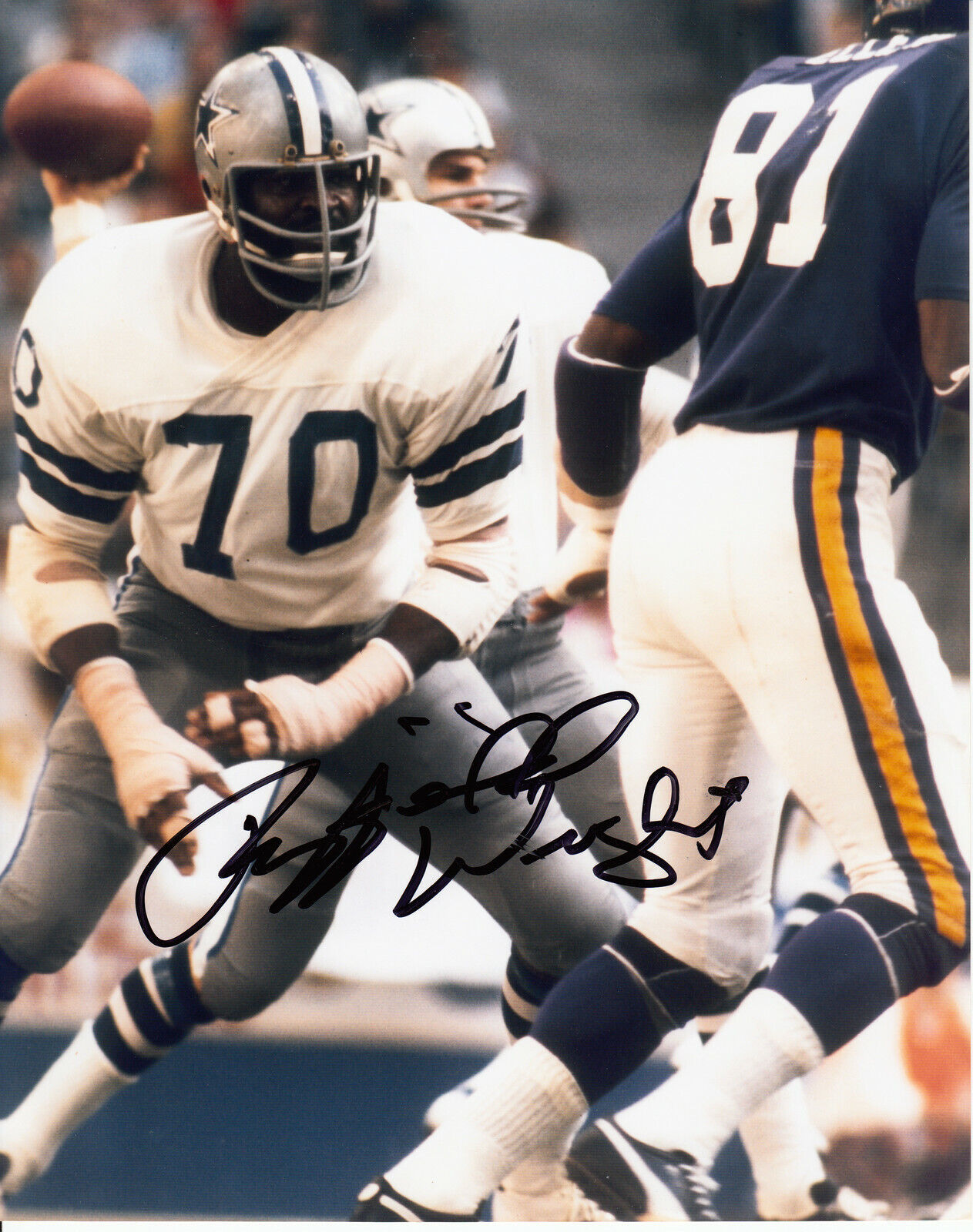 Rayfield Wright #1 8x10 Signed Photo Poster painting W/COA Dallas Cowboys 033119