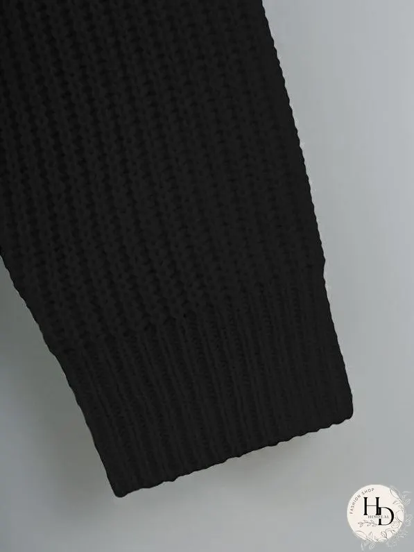 Drawstring Front Drop Shoulder Sweater